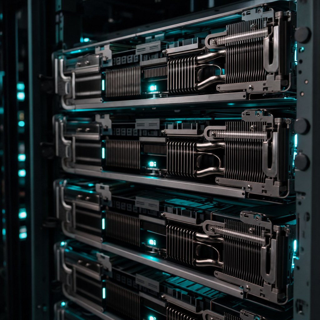 Racked H200 GPU sleds in insured custody — the reserve's physical collateral